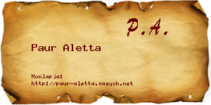 Paur Aletta névjegykártya